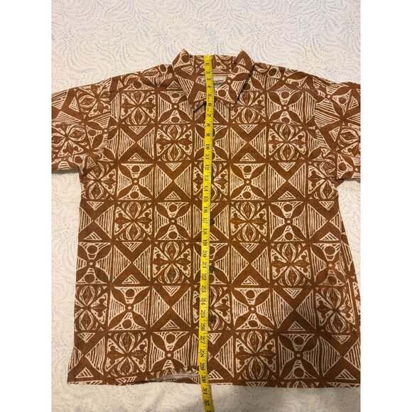 Patagonia Pataloha Hawaiian Shirt Mens Tan Brown Orange Island Print Button Up L - Picture 4 of 5